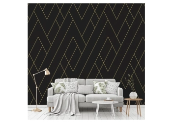LEANING CHEVRON Black/Gold 900cm_x_300cm