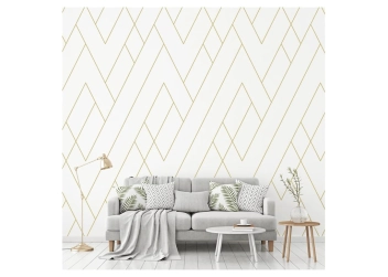 LEANING CHEVRON White/Gold 400cm_x_300cm