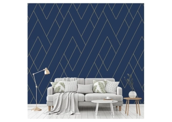 LEANING CHEVRON Blue/Gold 300cm_x_300cm