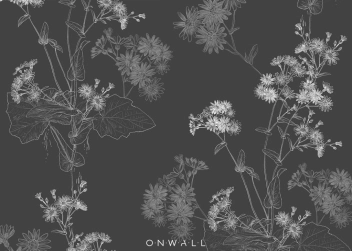 Tapeta Flowers Dark Grey