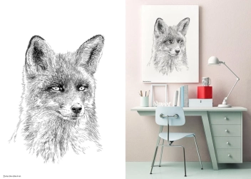 Grafika Lis - Fox Black & White